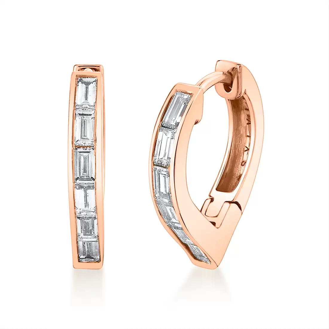 Yellow Gold Shell Héritage Baguette Hoop Earrings