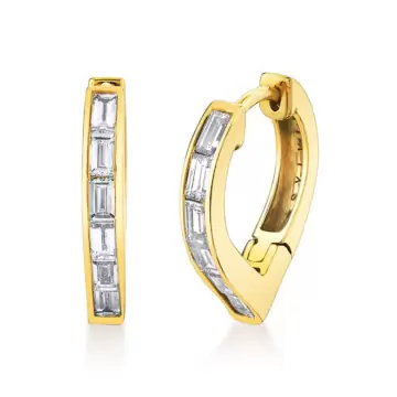 Yellow Gold Shell Héritage Baguette Hoop Earrings
