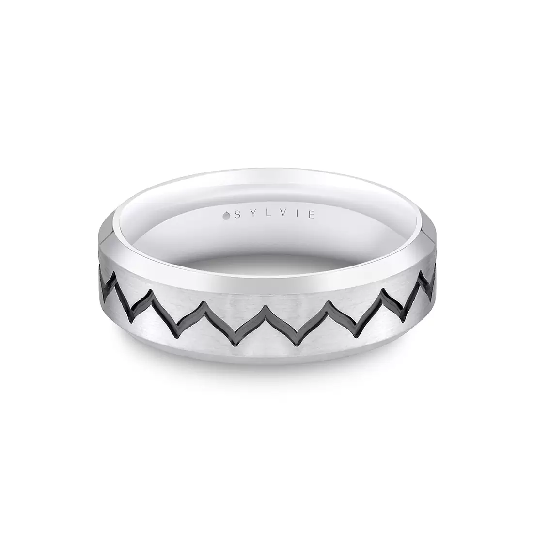White Gold Shell Ascend Brushed Men's Band - Upton