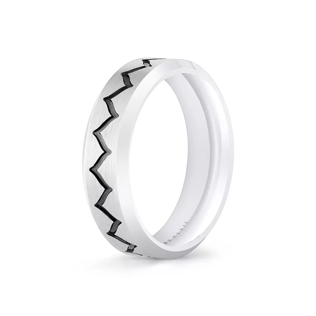 White Gold Shell Ascend Brushed Men's Band - Upton