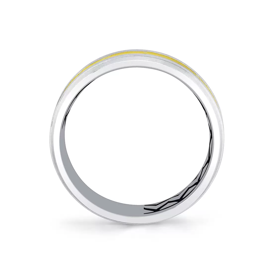 White Gold/Yellow Gold Shell Ascend Two Tone Contoured Men's Band - Fisher