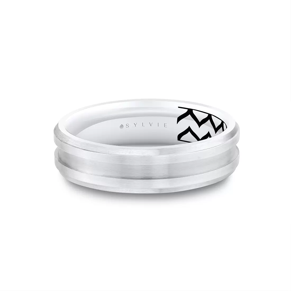 White Gold/Yellow Gold Shell Ascend Two Tone Contoured Men's Band - Fisher
