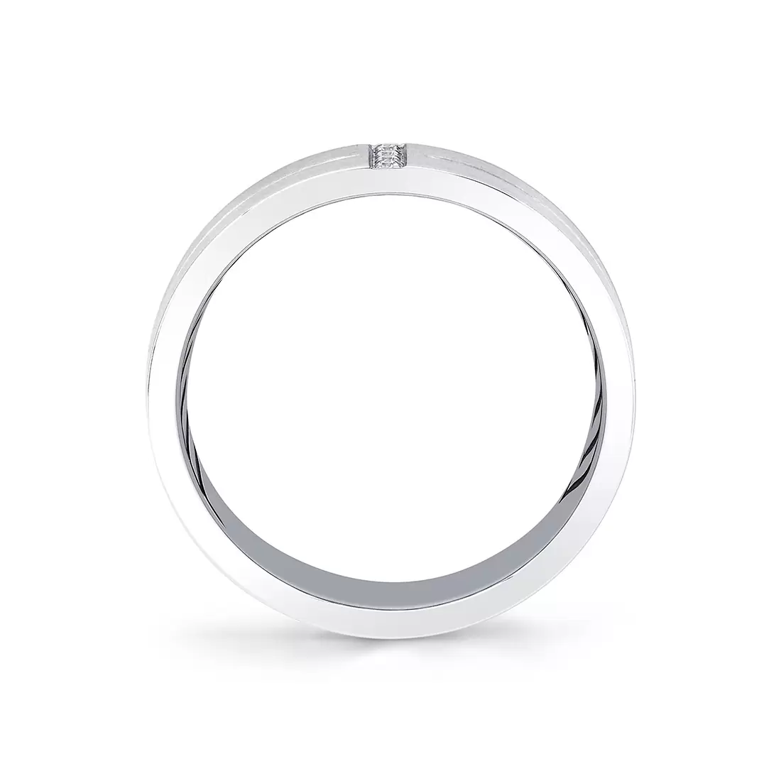 White Gold Shell Apex Brushed Diamond Men's Band - Knox