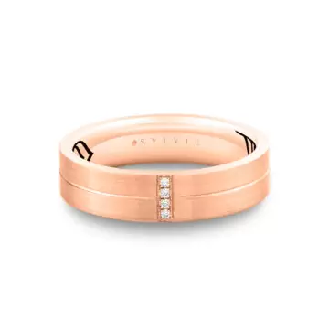 White Gold Shell Apex Brushed Diamond Men’s Band - Knox