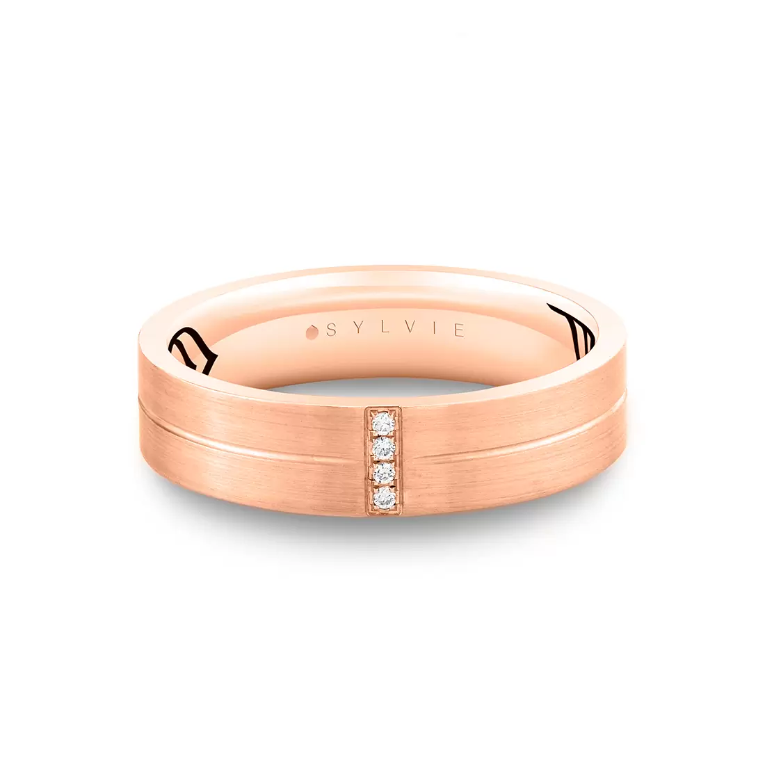 White Gold Shell Apex Brushed Diamond Men's Band - Knox