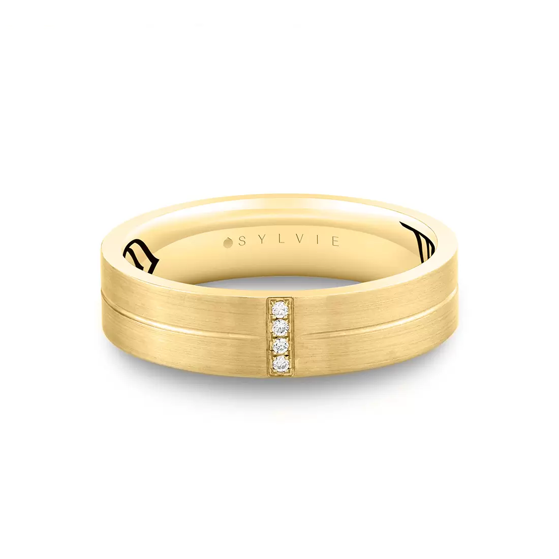 White Gold Shell Apex Brushed Diamond Men's Band - Knox