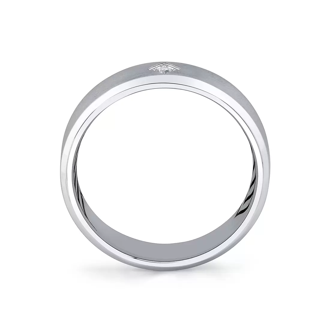 White Gold Shell Apex Brushed Diamond Men's Band - Lucien