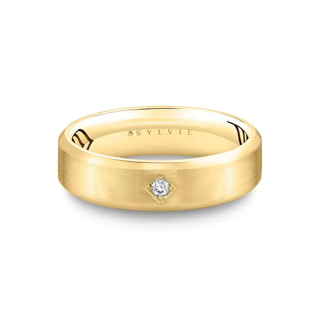 White Gold Shell Apex Brushed Diamond Men's Band - Lucien