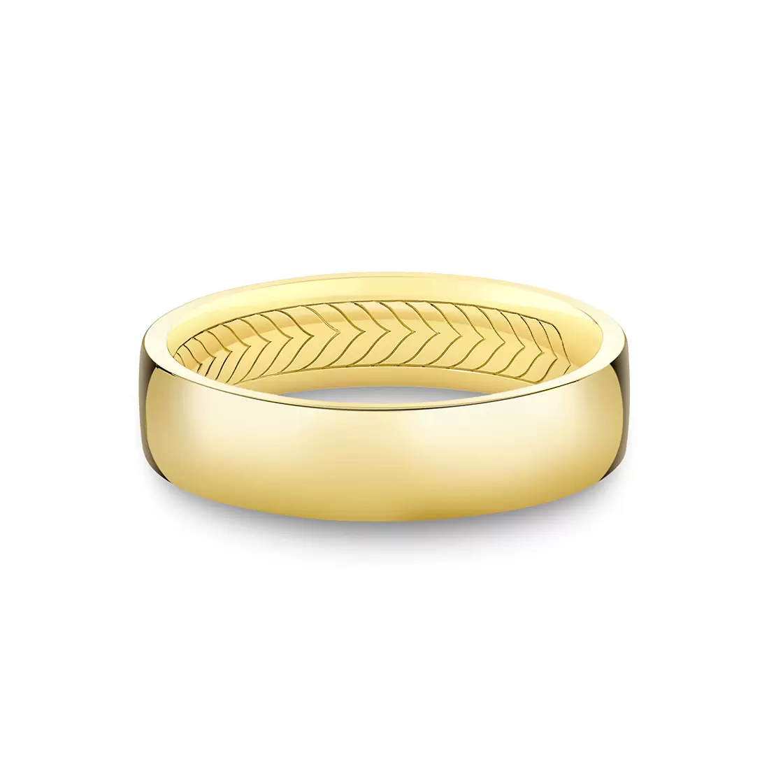 Yellow Gold Shell Apex Polished Men's Band - Tate
