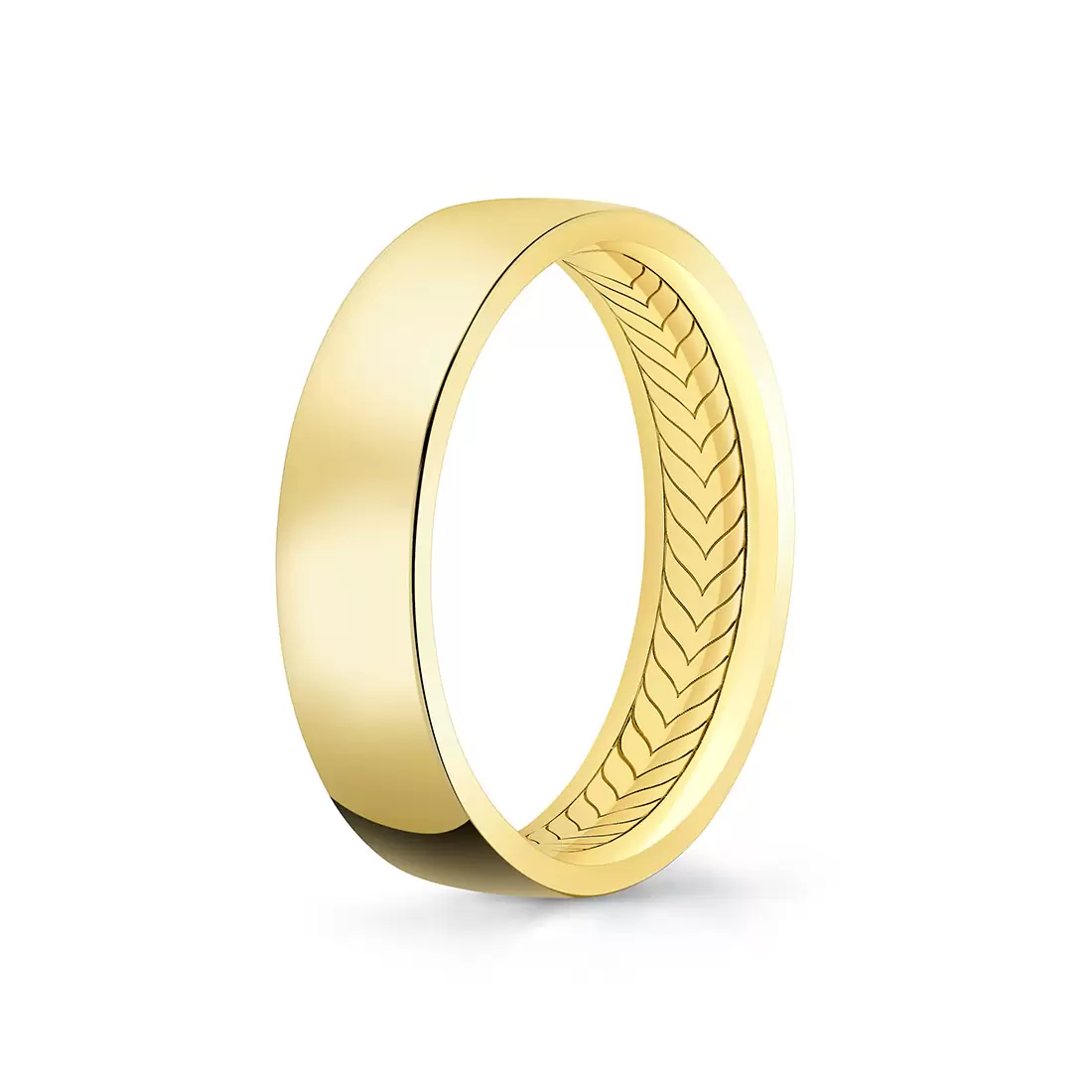 Yellow Gold Shell Apex Polished Men's Band - Tate