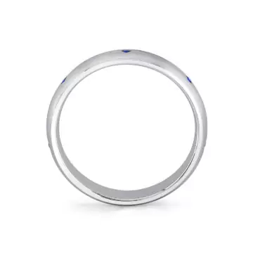 White Gold Heritage Brushed Sapphire Men’s Band - Omar