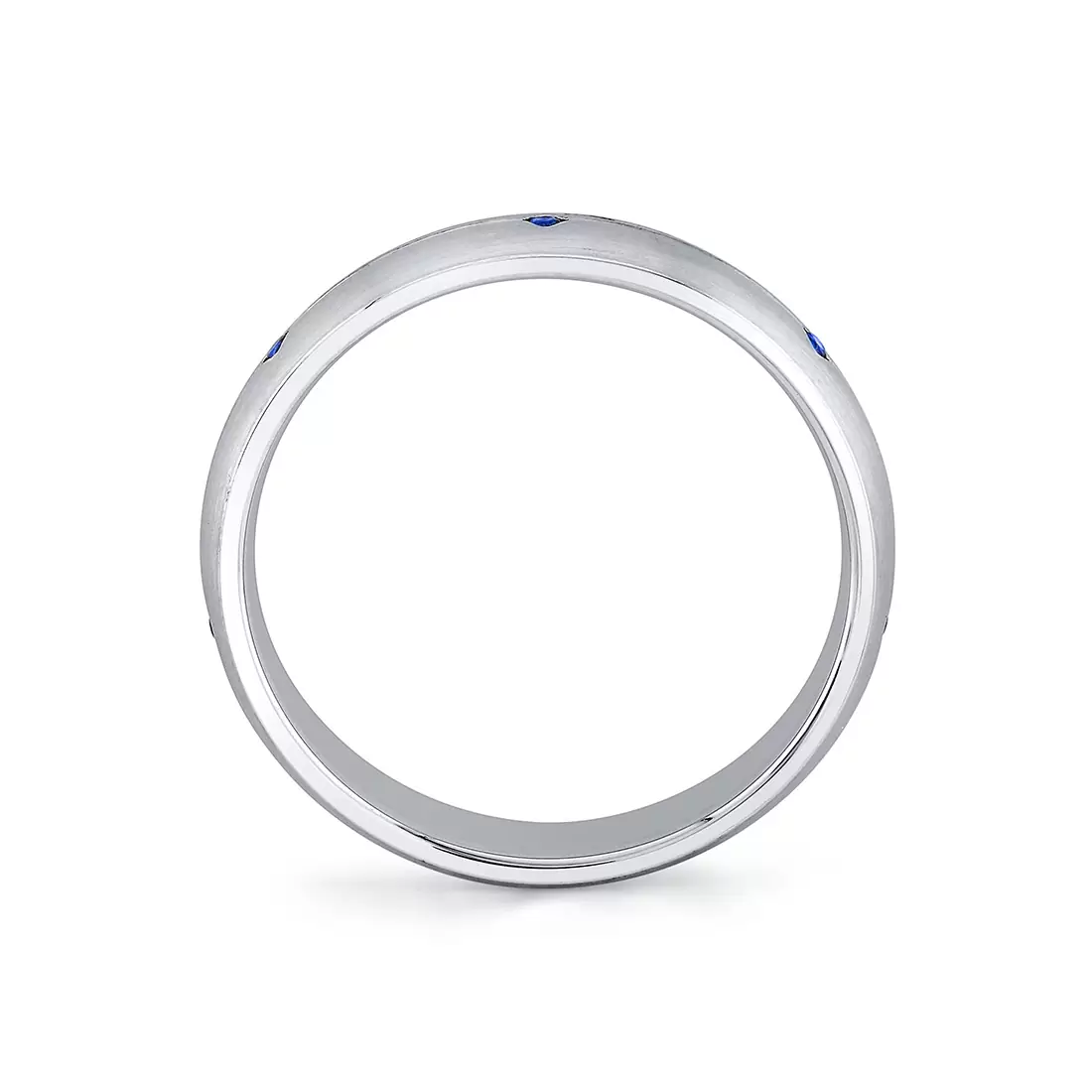 White Gold Heritage Brushed Sapphire Men's Band - Omar