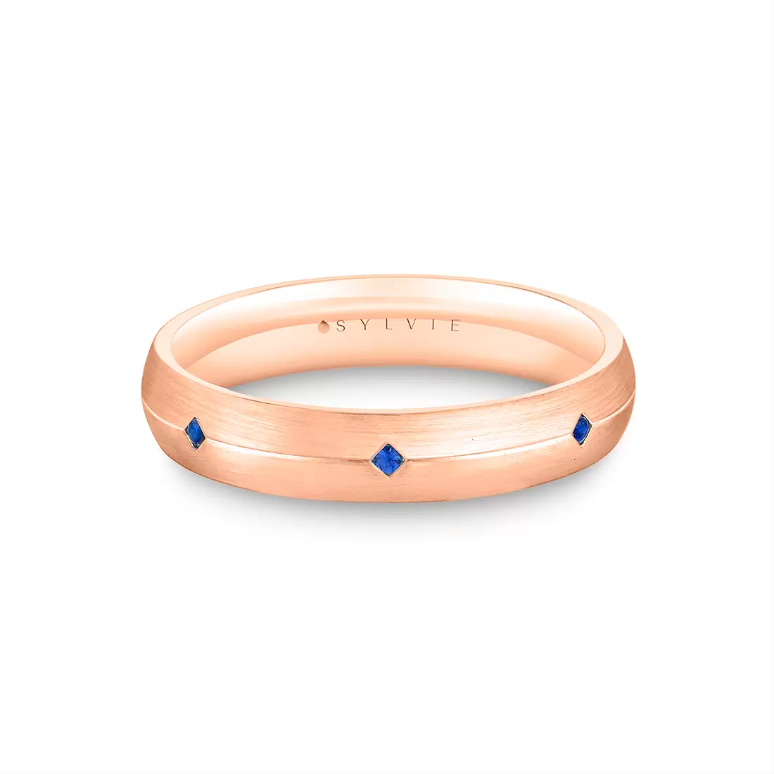 White Gold Heritage Brushed Sapphire Men's Band - Omar