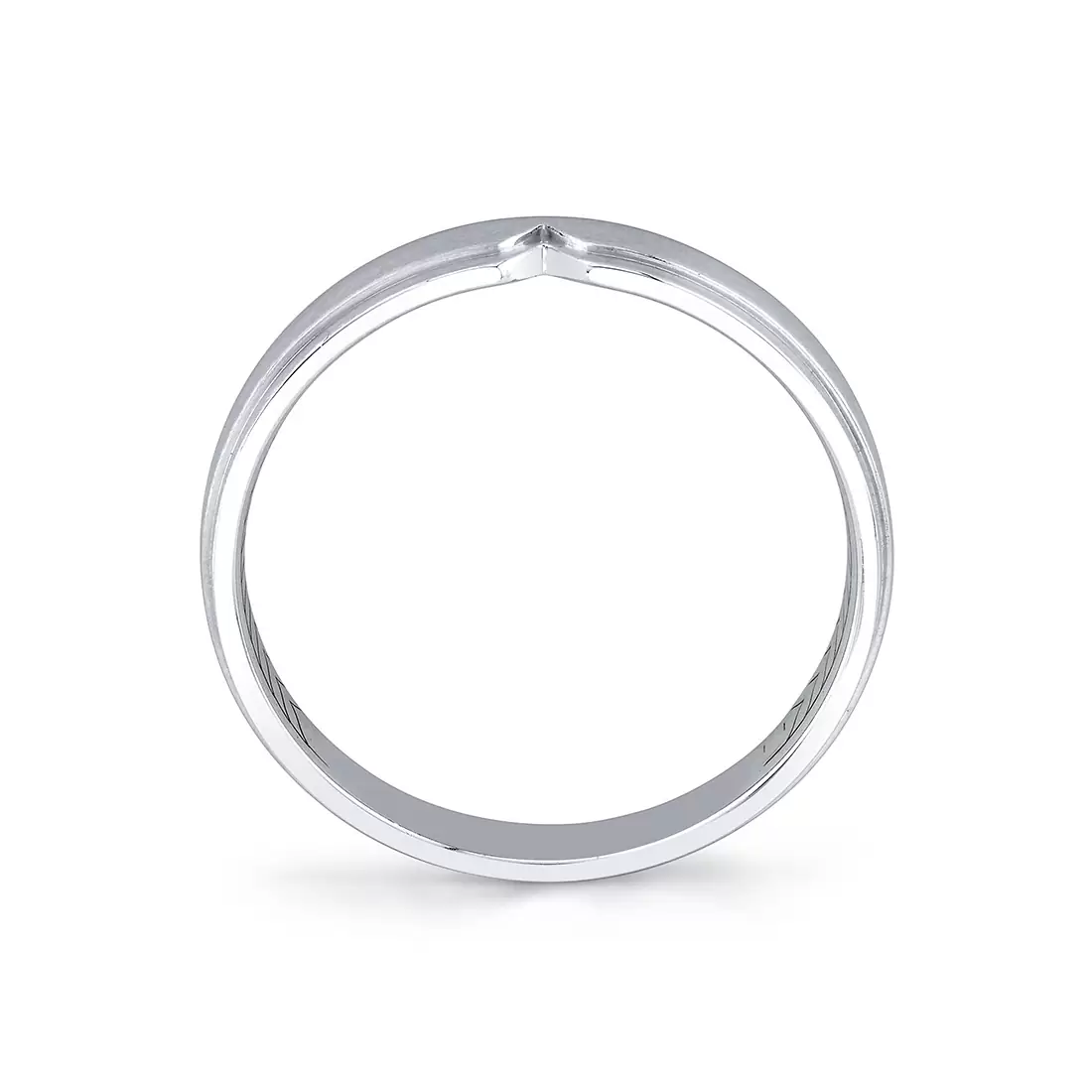White Gold Shell Iconelle Brushed Men's Band with Shell Tip Accent - Sean