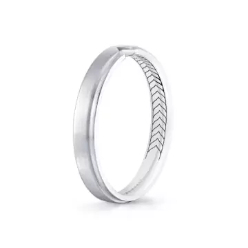 White Gold Shell Iconelle Brushed Men’s Band with Shell Tip Accent - Sean