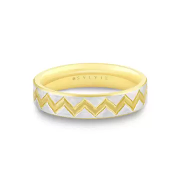White Gold/Yellow Gold Shell Ascend Two Tone Summit Men’s Band - Xander