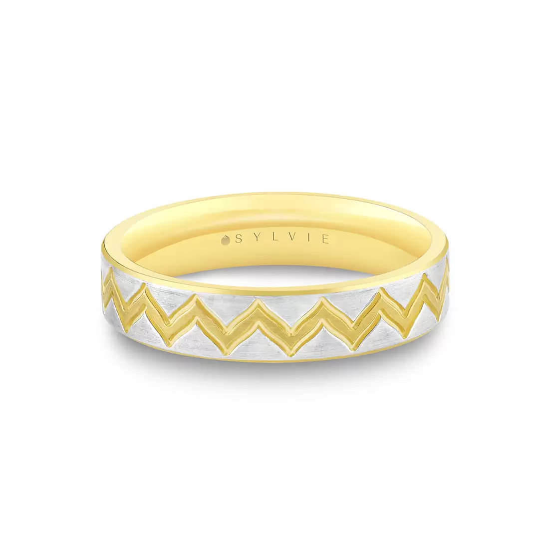 White Gold/Yellow Gold Shell Ascend Two Tone Summit Men's Band - Xander