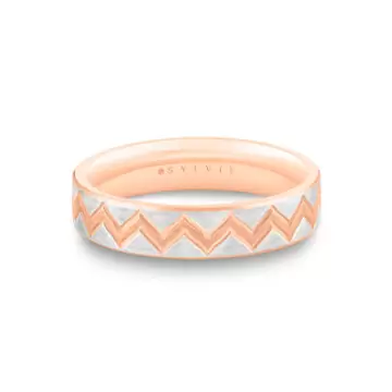 White Gold/Yellow Gold Shell Ascend Two Tone Summit Men’s Band - Xander