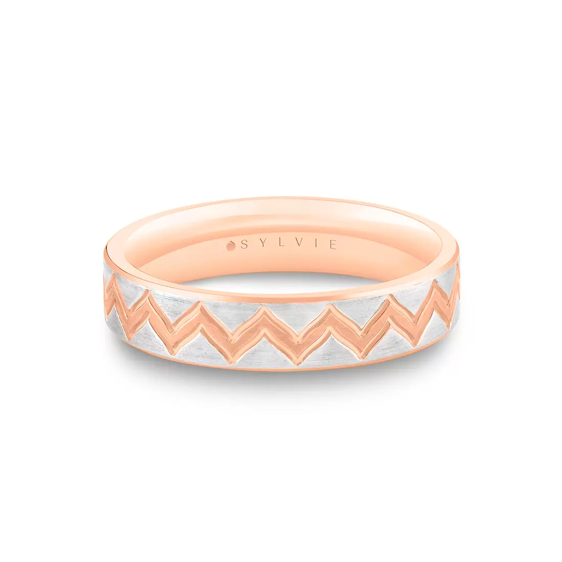 White Gold/Yellow Gold Shell Ascend Two Tone Summit Men's Band - Xander
