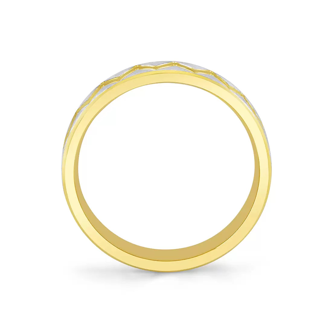 White Gold/Yellow Gold Shell Ascend Two Tone Summit Men's Band - Xander