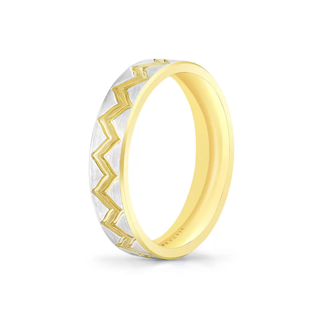 White Gold/Yellow Gold Shell Ascend Two Tone Summit Men's Band - Xander