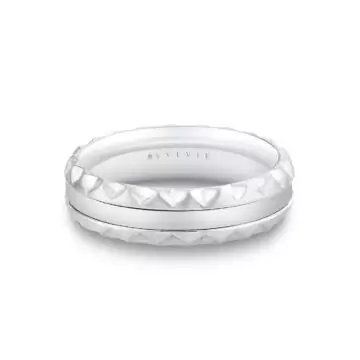 White Gold/Yellow Gold Fluted Shell Two Tone Men’s Band - Holden