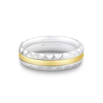 White Gold/Yellow Gold Fluted Shell Two Tone Men’s Band - Holden