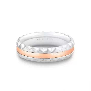 White Gold/Yellow Gold Fluted Shell Two Tone Men’s Band - Holden