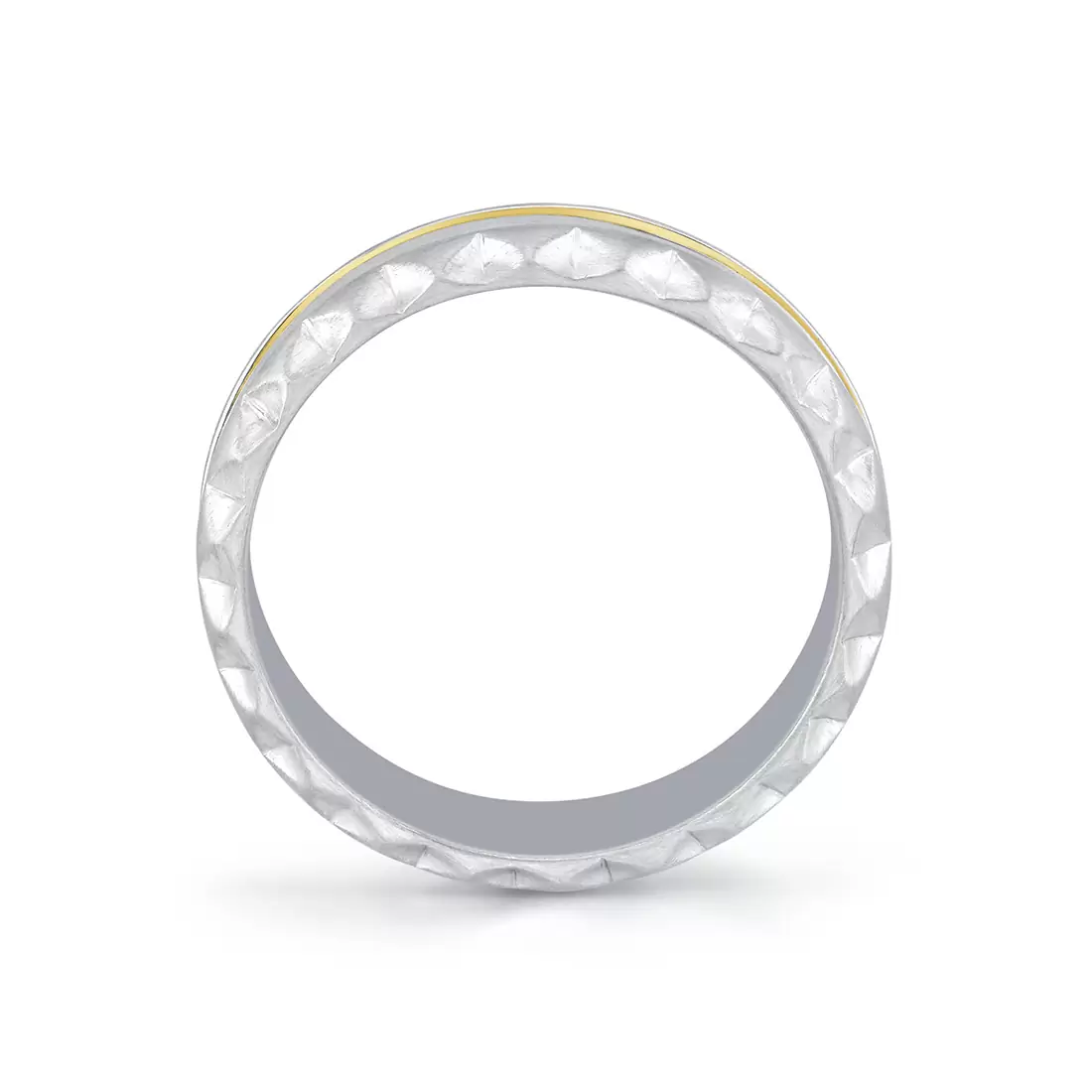 White Gold/Yellow Gold Fluted Shell Two Tone Men's Band - Holden