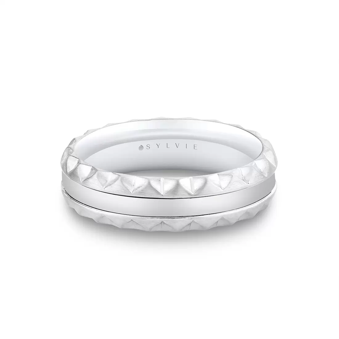 White Gold/Yellow Gold Fluted Shell Two Tone Men's Band - Holden