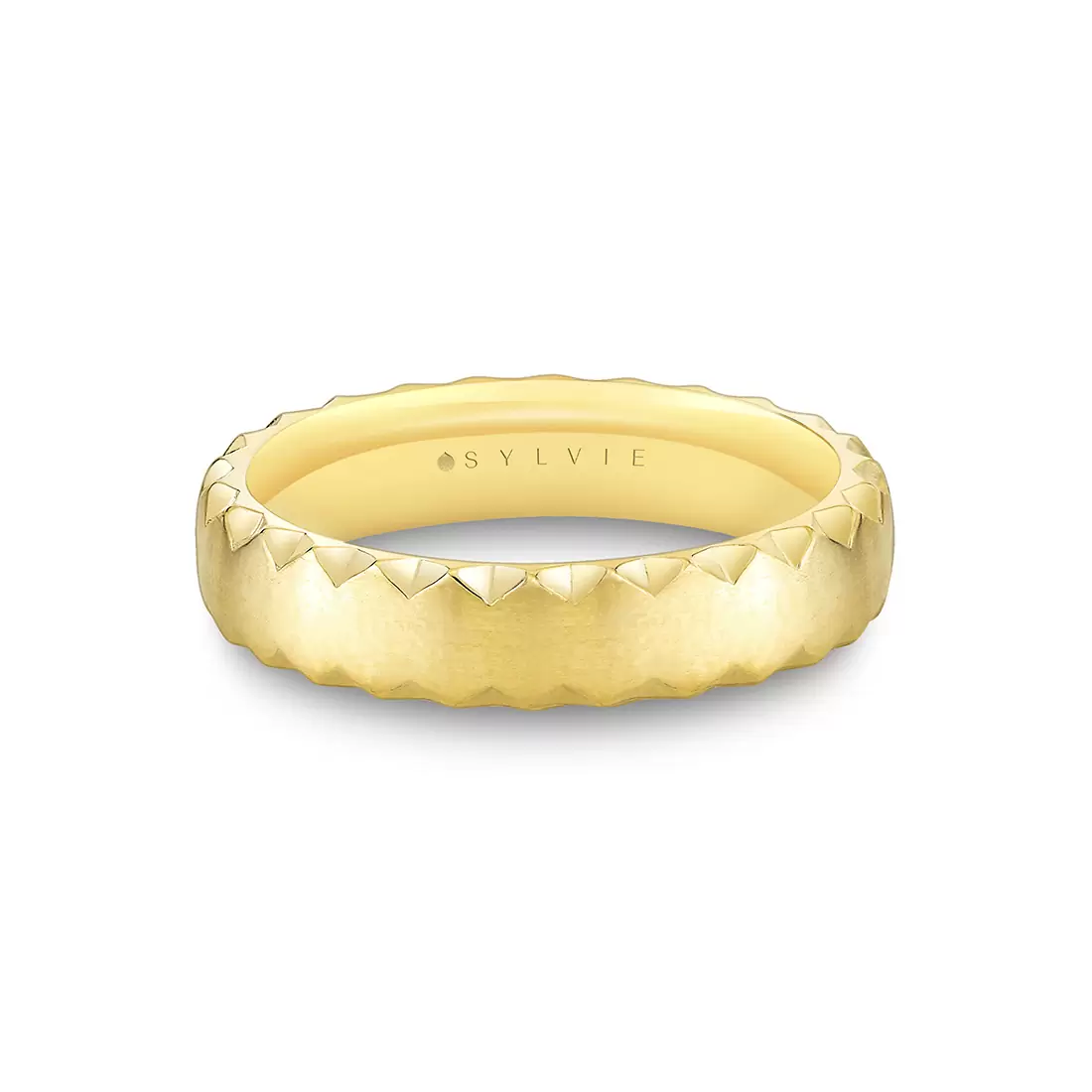 Yellow Gold Fluted Shell Brushed Men's Band - Vaughn