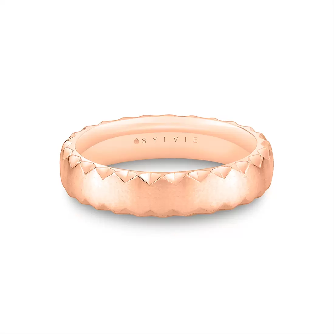 Yellow Gold Fluted Shell Brushed Men's Band - Vaughn