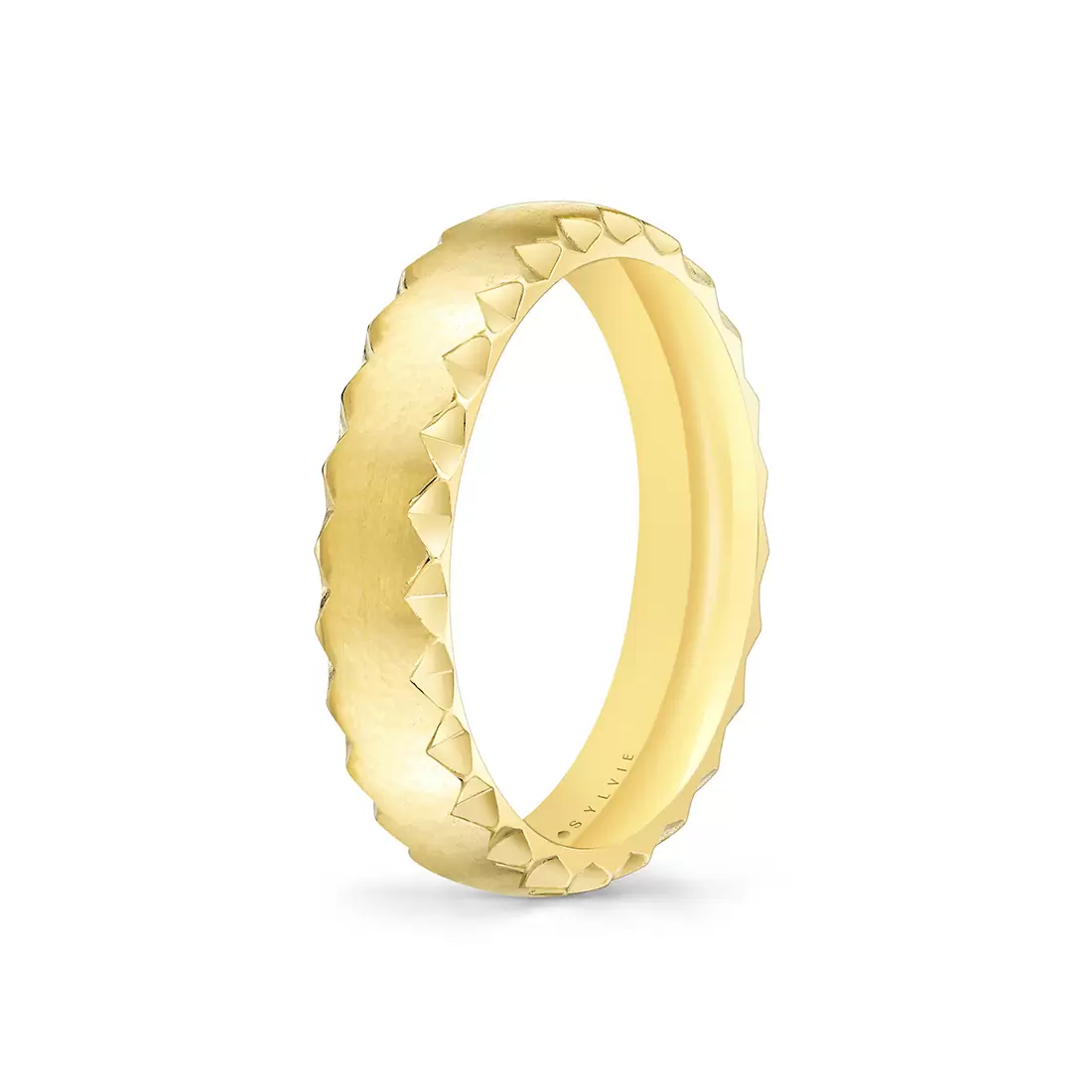 Yellow Gold Fluted Shell Brushed Men's Band - Vaughn