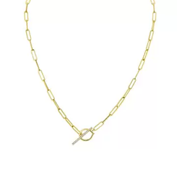 Yellow Gold Shell Héritage Paperclip Diamond Toggle Necklace