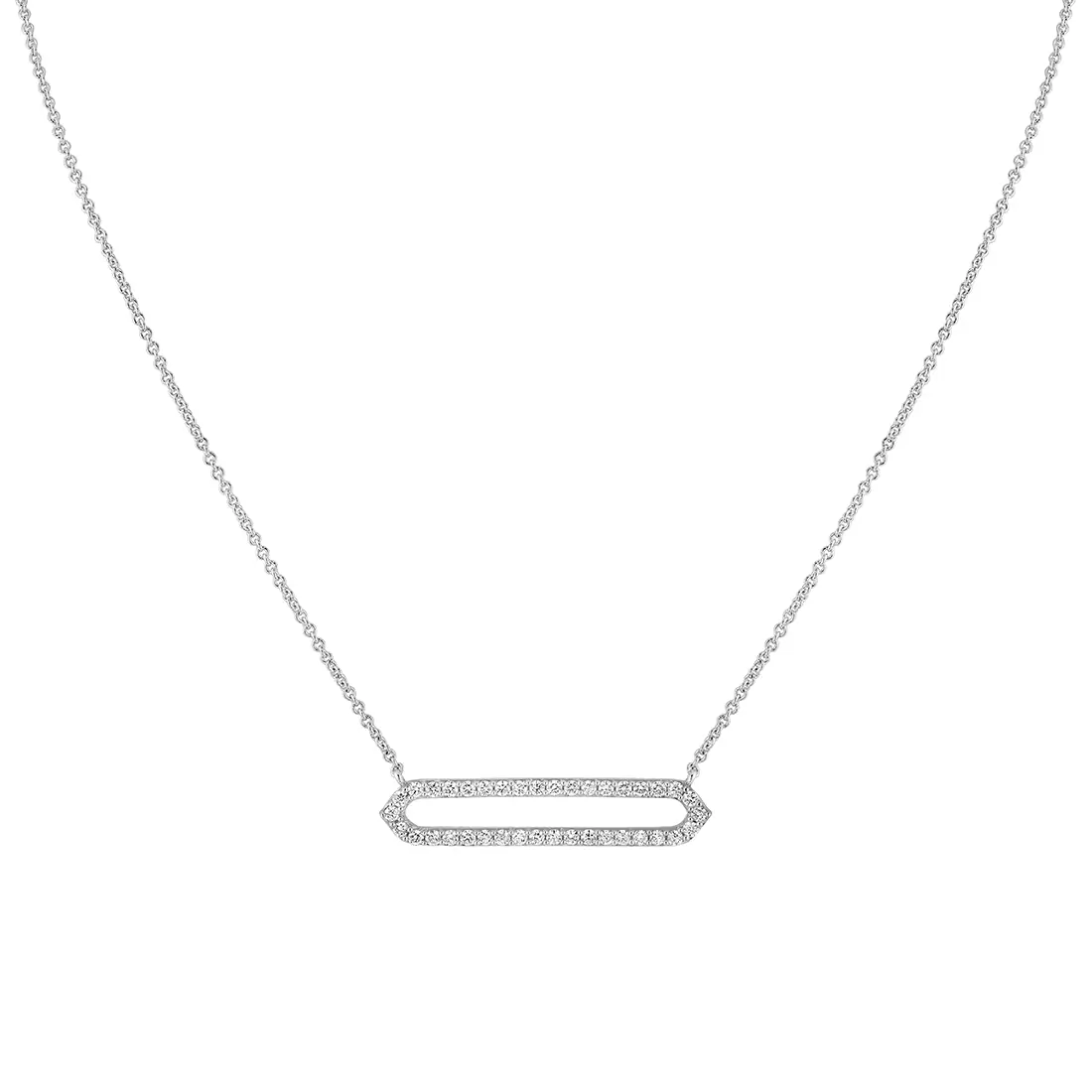 Yellow Gold Shell Héritage Shell Tip Open Bar Diamond Necklace