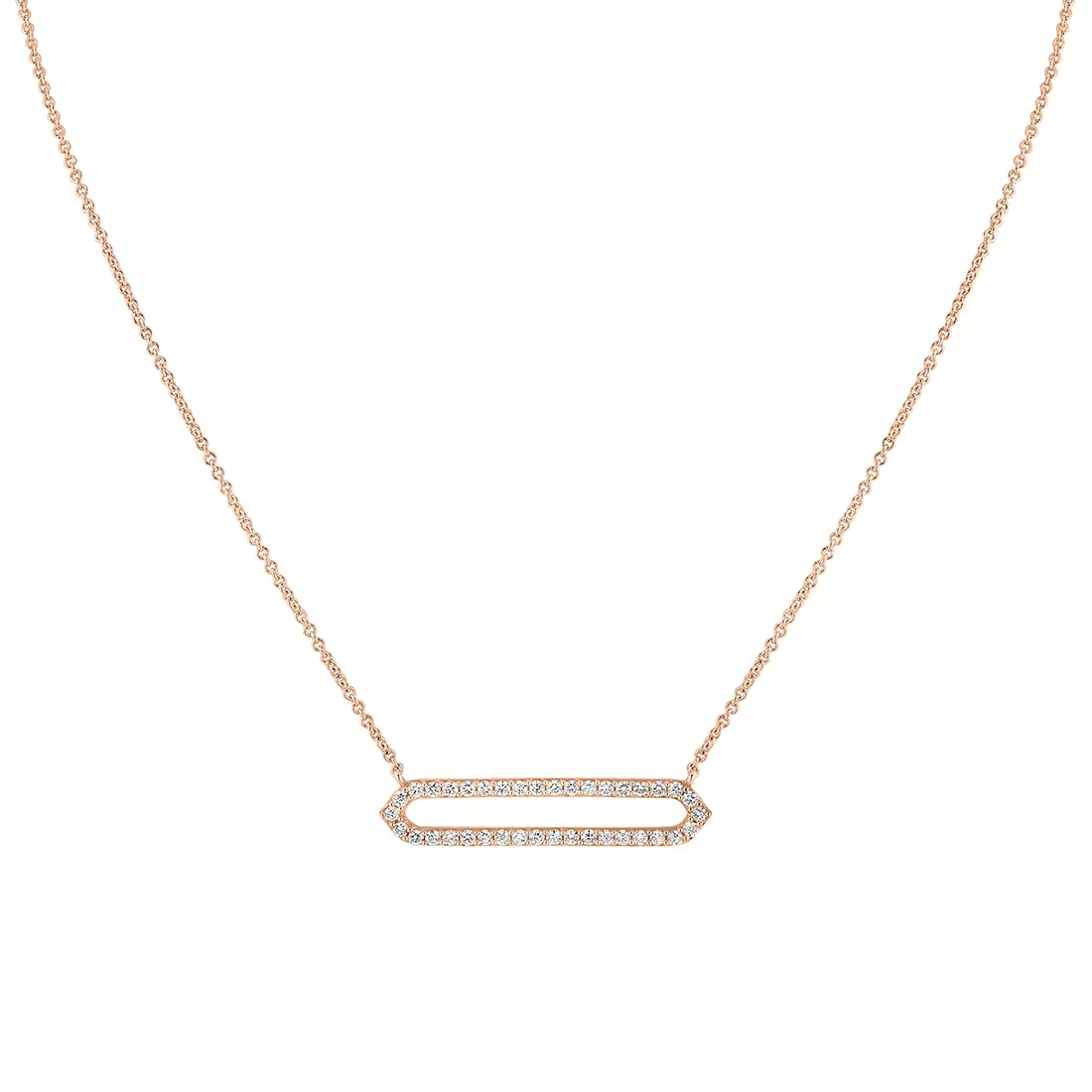 Yellow Gold Shell Héritage Shell Tip Open Bar Diamond Necklace