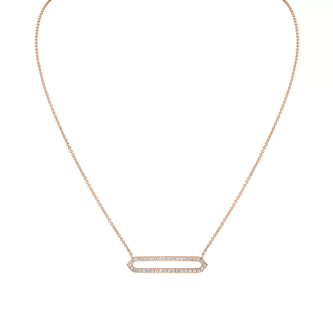 Yellow Gold Shell Héritage Shell Tip Open Bar Diamond Necklace