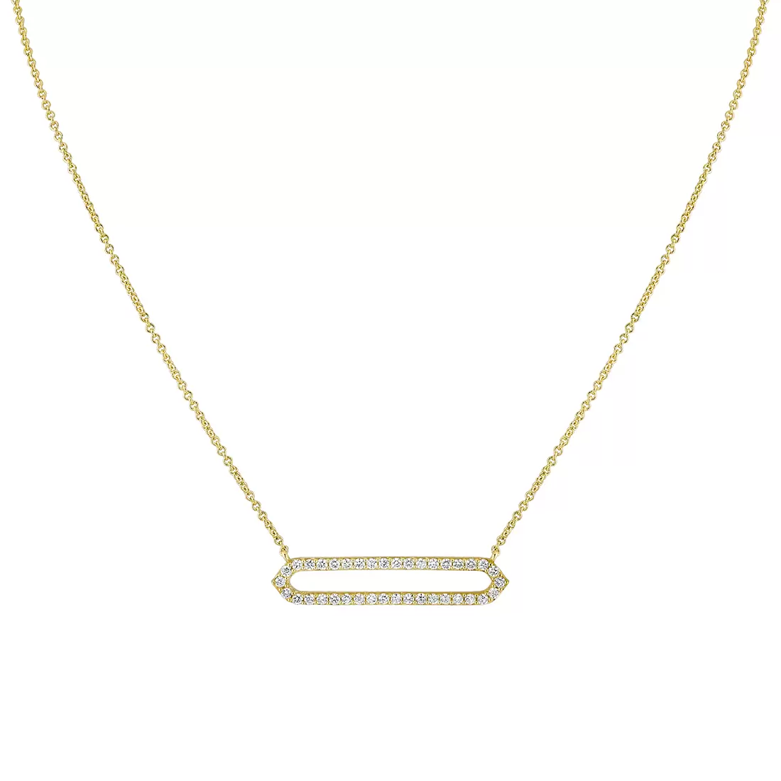 Yellow Gold Shell Héritage Shell Tip Open Bar Diamond Necklace