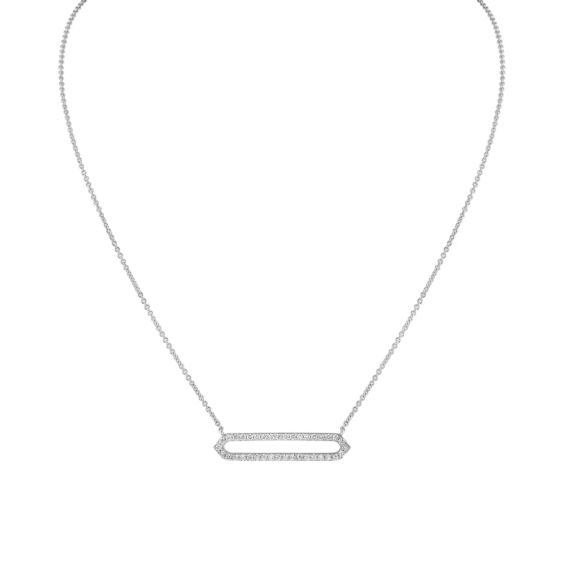 Yellow Gold Shell Héritage Shell Tip Open Bar Diamond Necklace