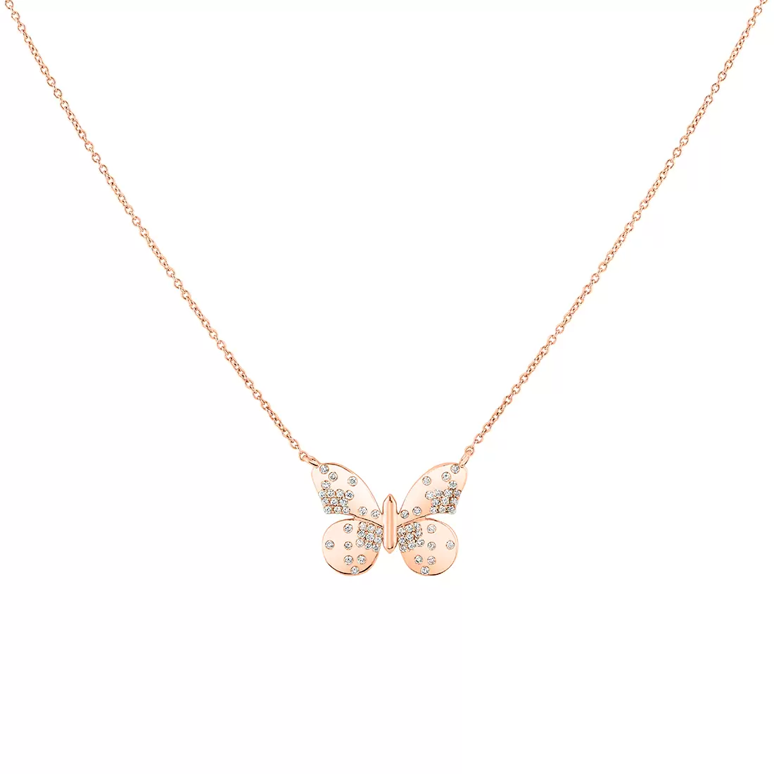 Yellow Gold Shell Héritage Diamond Butterfly Necklace