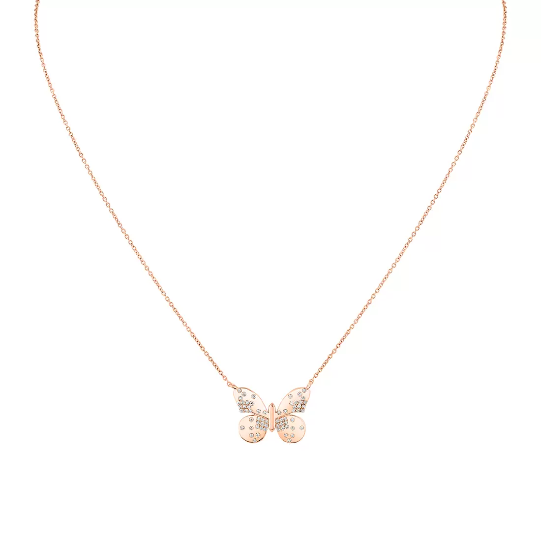 Yellow Gold Shell Héritage Diamond Butterfly Necklace
