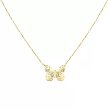 Yellow Gold Shell Héritage Diamond Butterfly Necklace