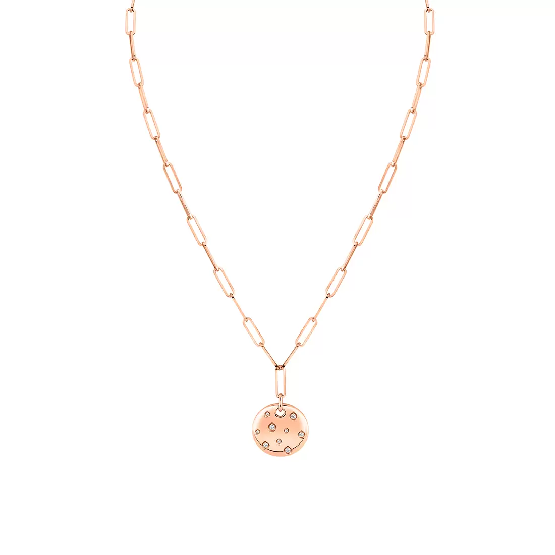 Yellow Gold Auravie Shell Shapes Diamond Paperclip Necklace