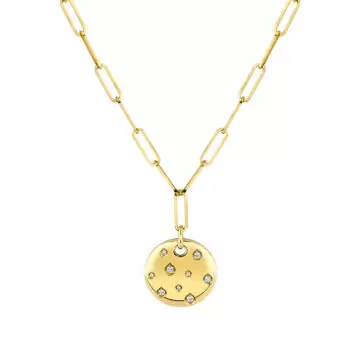 Yellow Gold Auravie Shell Shapes Diamond Paperclip Necklace