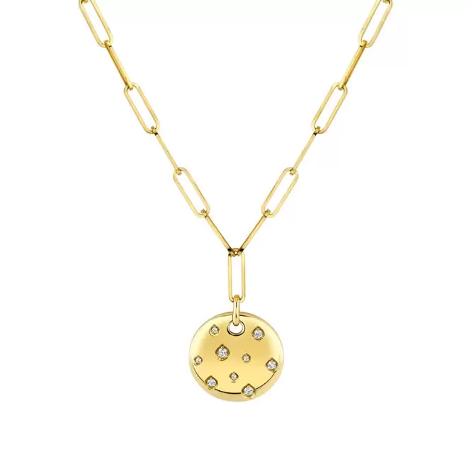 yellow gold diamond paperclip necklace crop