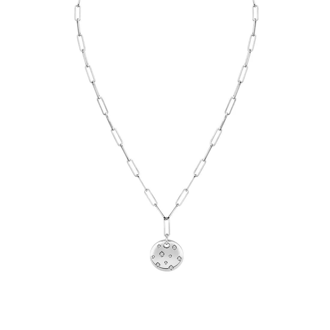 Yellow Gold Auravie Shell Shapes Diamond Paperclip Necklace