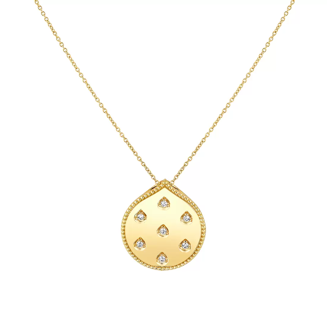 Yellow Gold Shell Héritage Shell Spaced Diamond Pendant