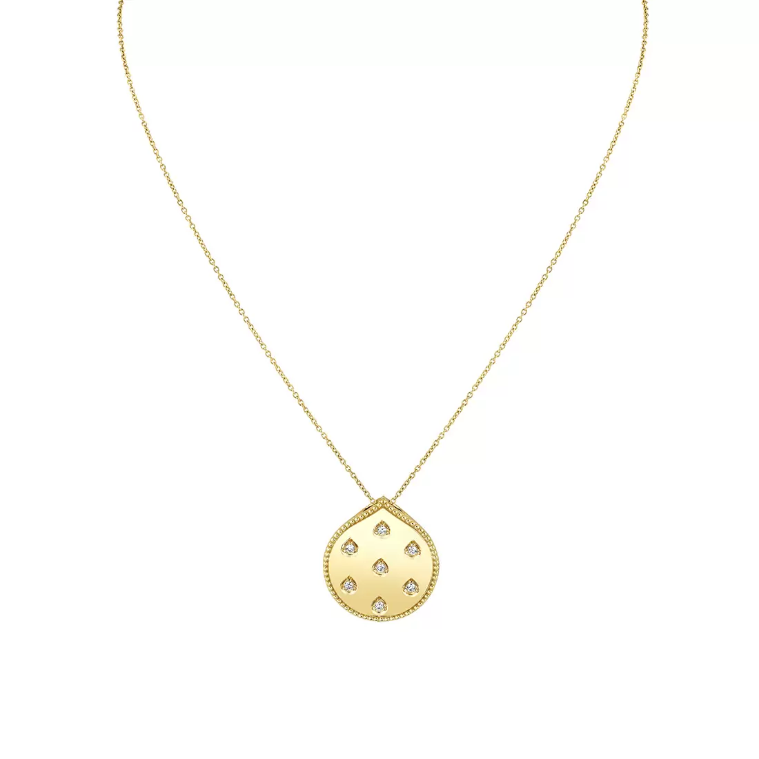 Yellow Gold Shell Héritage Shell Spaced Diamond Pendant