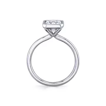White Gold Emerald Cut Bezel Set Engagement Ring - Cliodhna