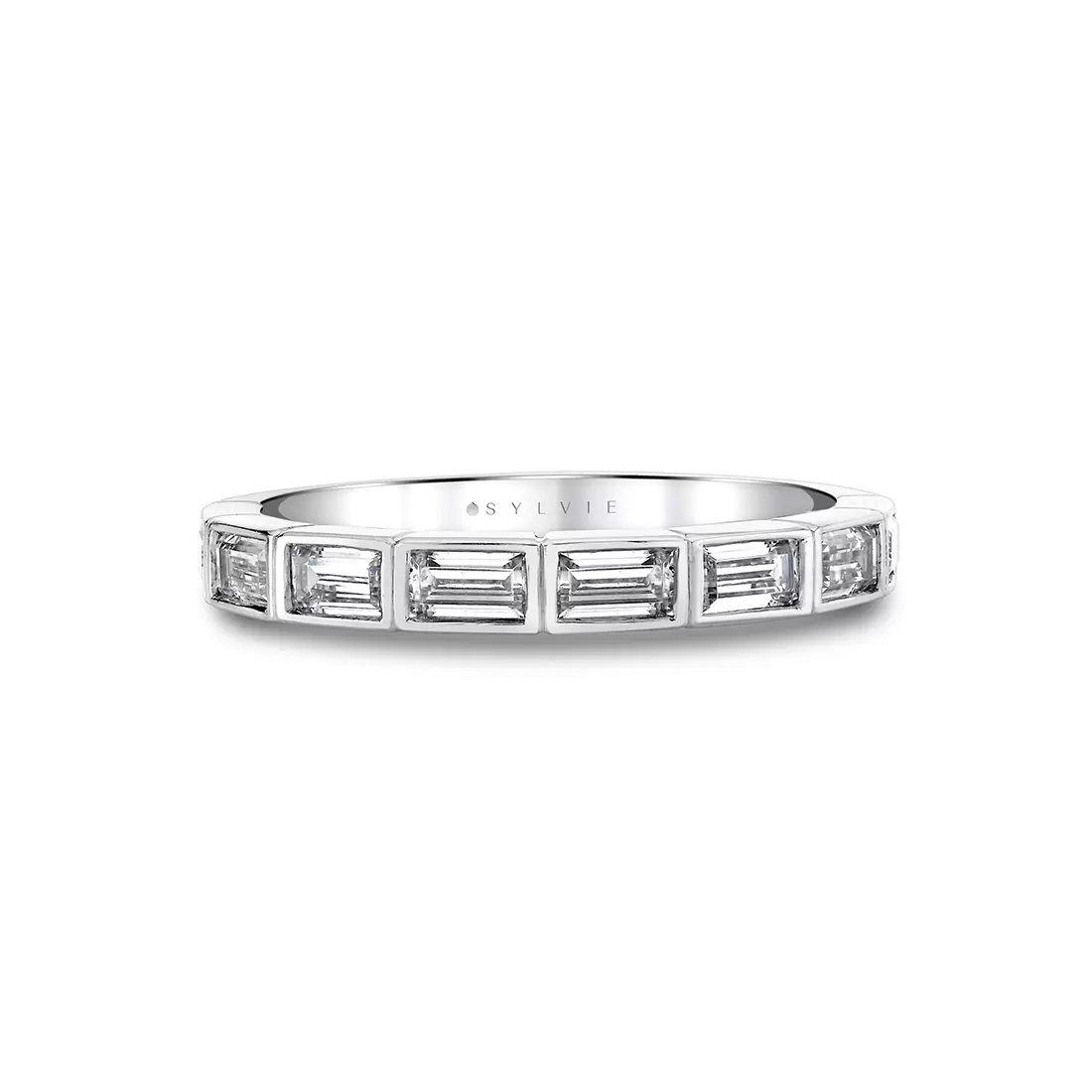 White Gold Baguette Bezel Wedding Ring